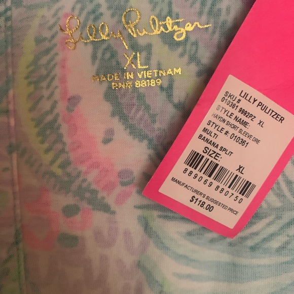 Lilly Pulitzer-NWT-Haydn Short Sleeve Dress-Multi-Color Banana Split-Size XL - Picture 3 of 4